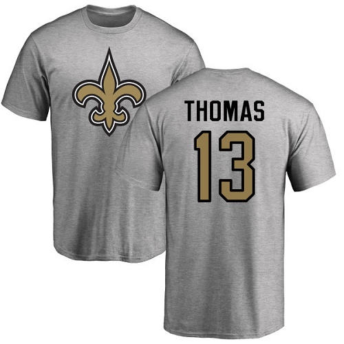Men New Orleans Saints Ash Michael Thomas Name and Number Logo NFL Football #13 T Shirt